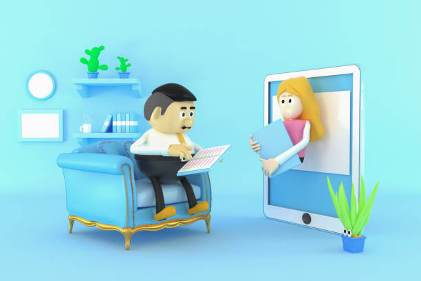 istock Operation and communication via the internet and communication equipment.  3d illustrator. 1220067901
