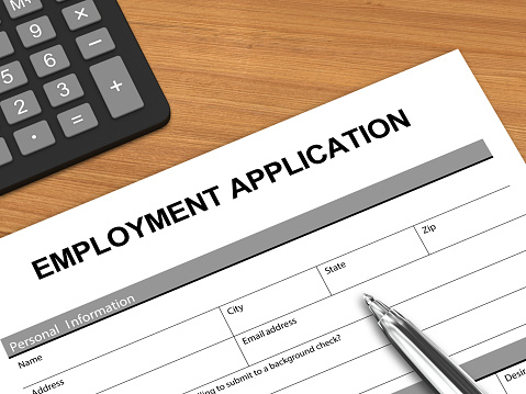 Employment application form job search