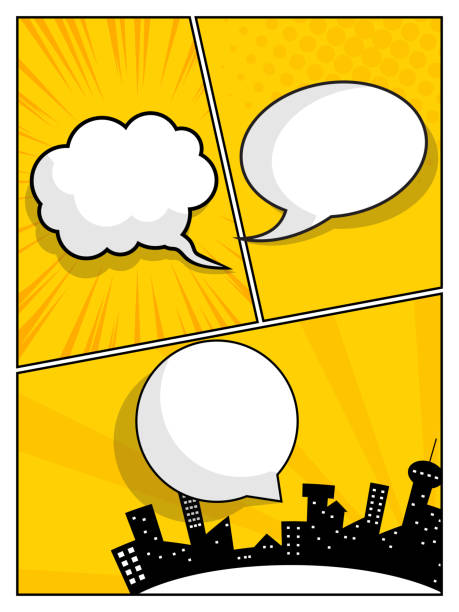 abstract comic book frame with blank speech bubble pop abstract comic book frame with blank speech bubble pop art vector illustration background comic book page layout stock illustrations