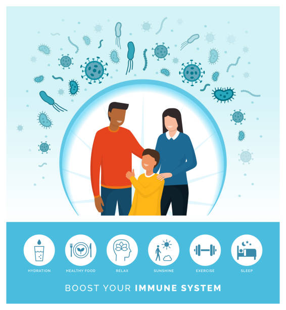 как повысить вашу иммунную систему и предотвратить инфекции - virus defense stock illustrations