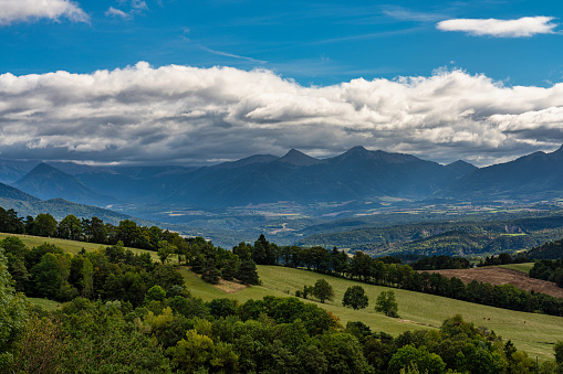 Landscape view at Monestier de Clermont near Annecy in Haute-Savoie in the Auvergne-Rhone-Alpes region of France