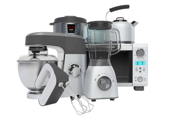 istock 3D rendering home appliances group mixer blender food processor multicooker on white background no shadow 1220082934