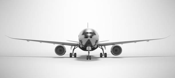 istock Turbocharged passenger plane isolated 3d render on gray background with shadow 1220083788