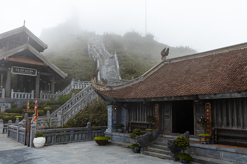 The Buddhism Temple of the Fansipan Mountain at Sa Pa in Vietnam