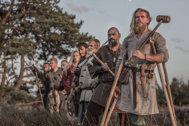 istock An individual viking warrior Jarl outdoors with his guards 1220087476