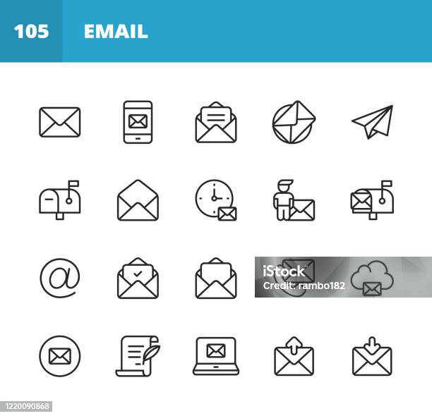 Pictogrammen Voor Email En Berichtenregel Bewerkbare Slag Pixel Perfect Voor Mobiel En Web Bevat Pictogrammen Zoals Email Messaging Sms Communicatie Uitnodiging Spraakbubbel Online Chat Office Sociale Media Extern Werk Thuiswerk Stockvectorkunst en meer beelden van Pictogram