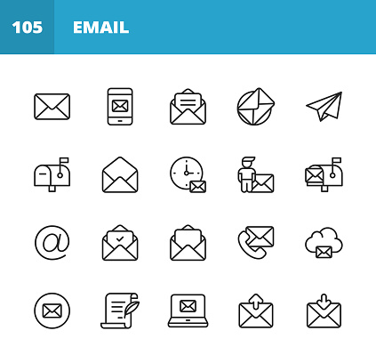 20 Email and Messaging Outline Icons.