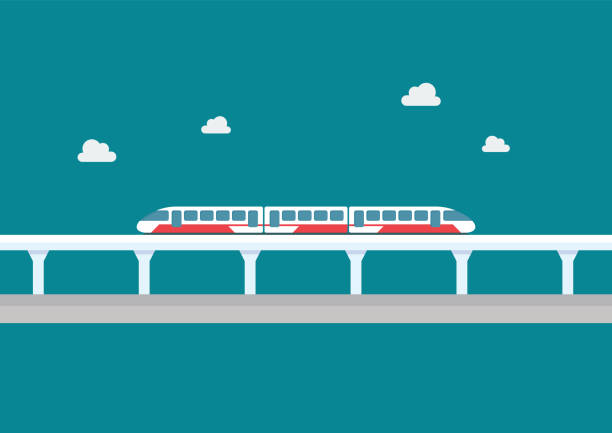 Skytrain transportation in flat style Skytrain transportation in flat style. Vector illustration railroad track illustrations stock illustrations