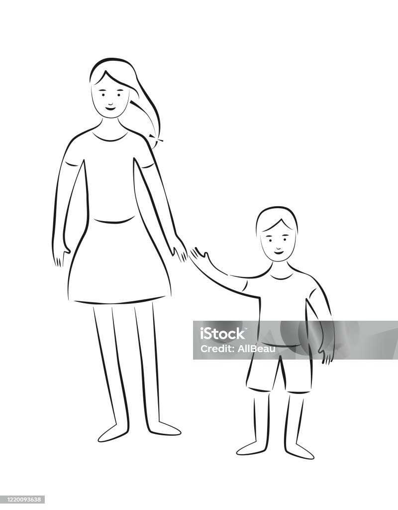 Dessin Grande Soeur Et Petite Soeur Petit Frère Heureux Et Grande Soeur Plus Âgés Et Plus Jeunes Deux Enfants Se Tenant La Main Deux Personnes La Famille Sentendent Bien Mâle Et Un Enfant Féminin Thème Denfance Amusant Mignon
