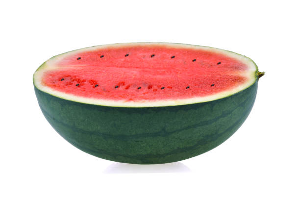 istock Sliced of watermelon isolated on white background 1220094541
