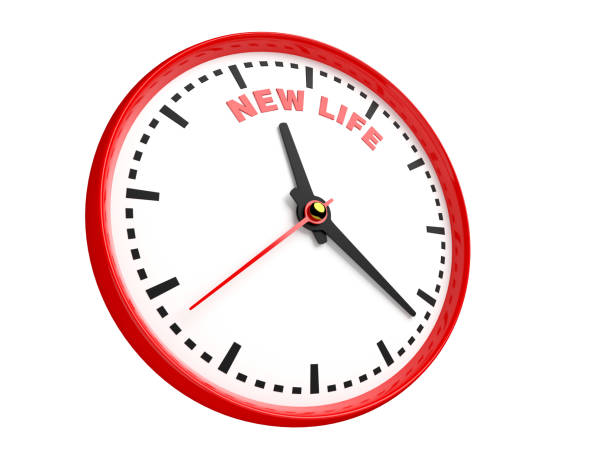 istock Clock shows time for new life. Concept of renovation and changes. 3D illustration 1220096200