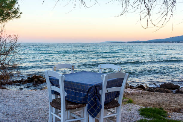 Typical greek tavern, by the Attica sea. Nea Makri, Greece.