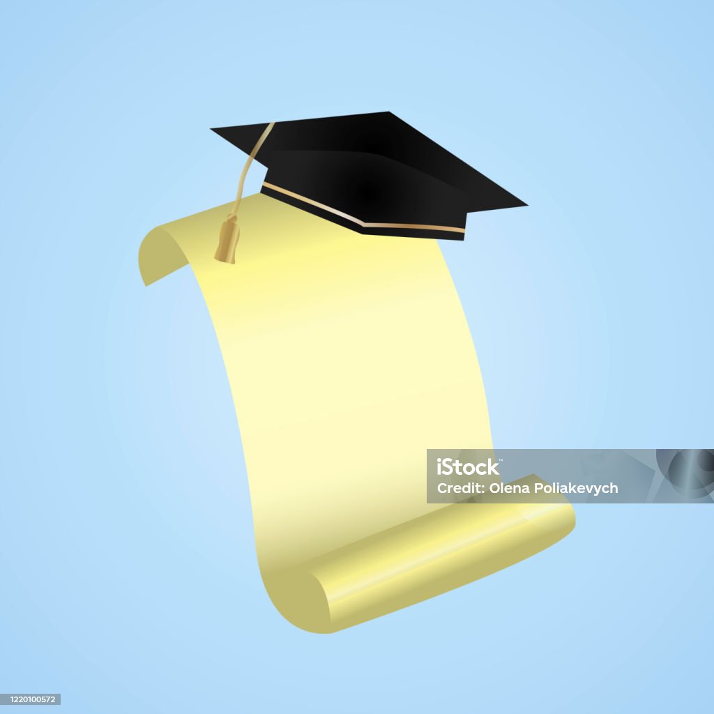 Một Lá Thư Tốt Nghiệp Trống Với Một Mũ Tốt Nghiệp Trên Đó Trên Nền ...