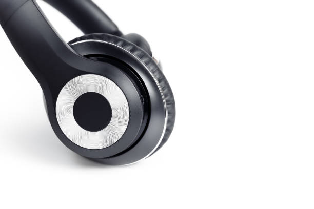 istock Black stylish professional wireless headphone on white background. High-quality music studio headset. 1220102363