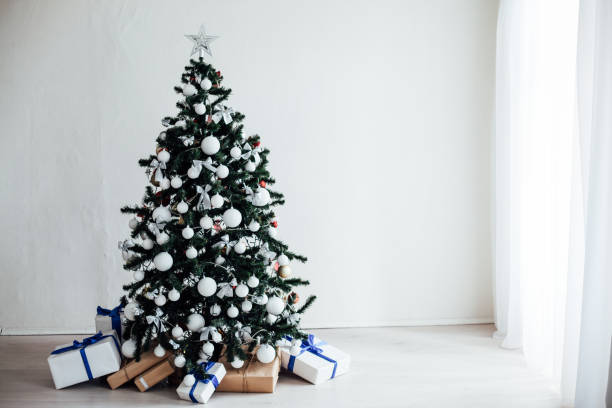 istock Christmas Decor Christmas tree on a white background 1220102624