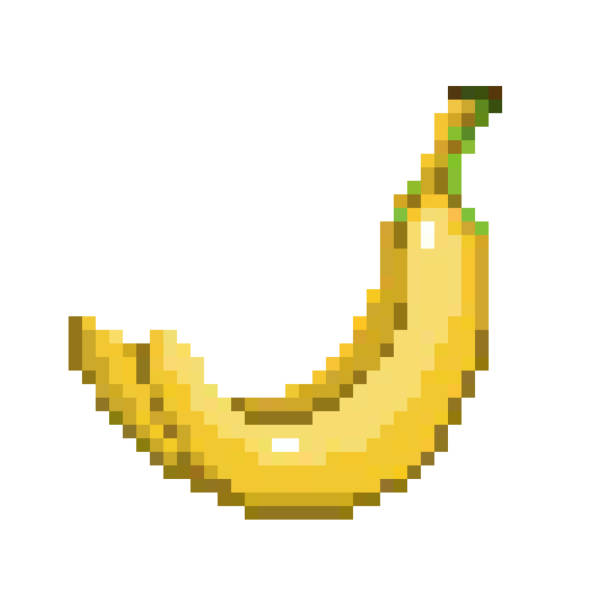 Pixel Art Banana Icon 32x32 Vector Illustration Stock Illustration