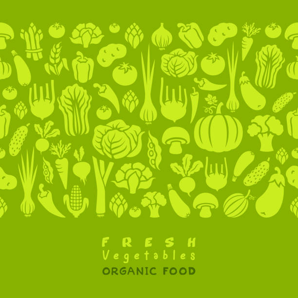 ilustrações de stock, clip art, desenhos animados e ícones de seamless pattern of vegetables. - alimentação saudável ilustrações