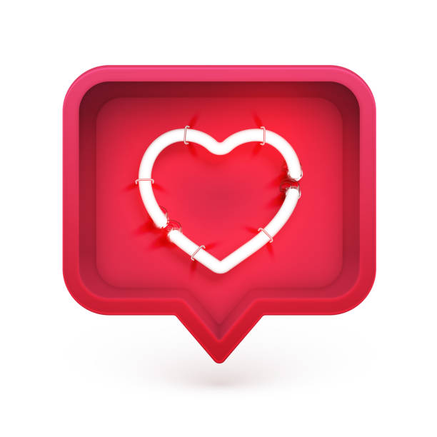istock Neon hearts with on and off tubes in 3D speech bubble, vector illustration 1220114296