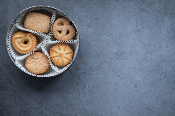 Homemade butter cookies typical from Denmark. Traditional Danish cookies.