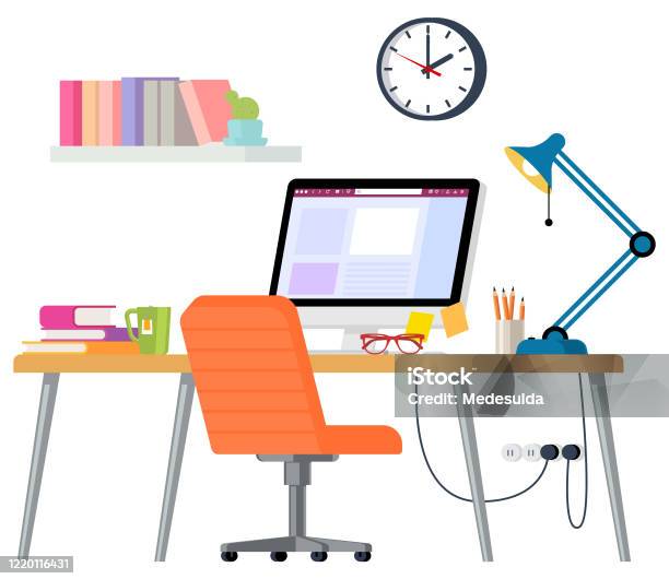Home Office Stock Illustration - Download Image Now - Desk, Office, Home Office