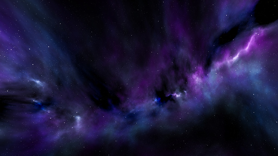 beautiful night sky with stars and nebula 3D illustration