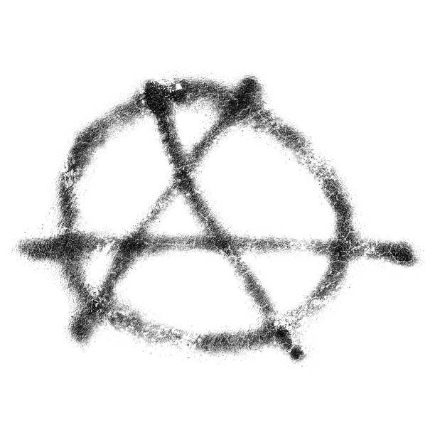círculo um símbolo de anarquia isolado sobre o branco - símbolo da anarquia - fotografias e filmes do acervo