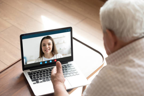 istock Senior father talk on video call with millennial daughter 1220117746