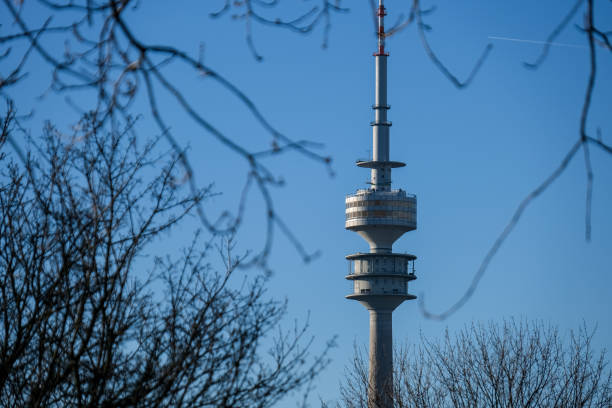 istock Low Angle View Of Rheinturm Tower Against Clear Sky 1220119568