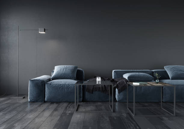 istock Living room interior with soft minimalist blue sofa 1220122076