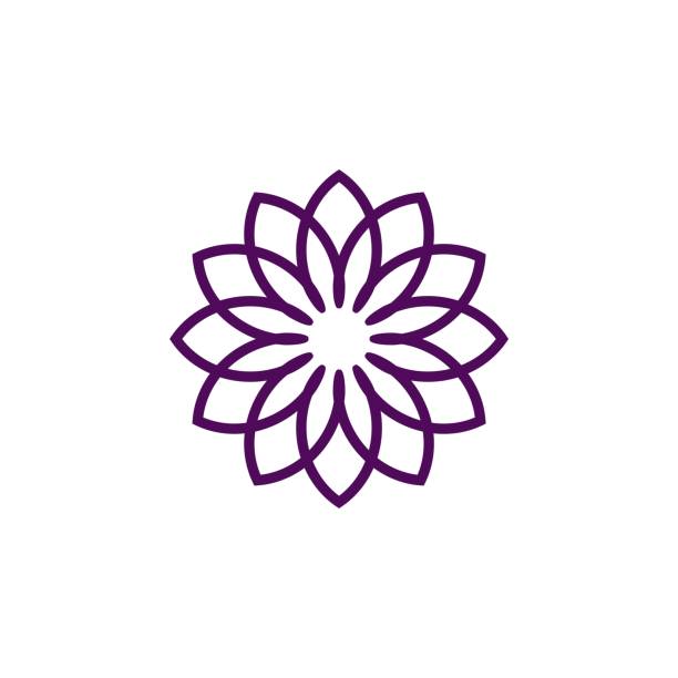 ilustrações de stock, clip art, desenhos animados e ícones de purple flower decoration vector logo template illustration design - dália