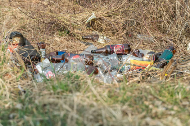 istock Lots of plastic bottles on the grass. Environmental pollution. 1220122243