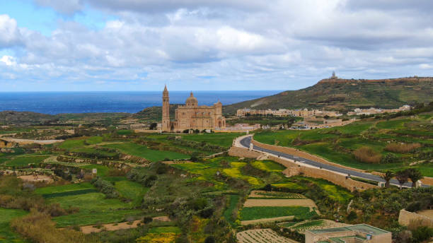 istock Aerial view over Basilica Ta Pinu in Gozo - a national shrine 1220123089