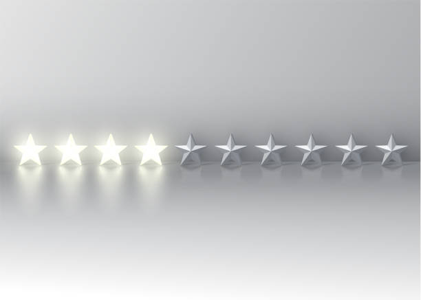 輝く 3d 星を持つ 4 つ星評価、ベクトルイラスト - rating star shape ranking four objects点のイラスト素材／クリップアート素材／マンガ素材／アイコン素材