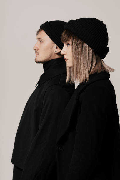 istock Millennial fashion couple on a white background in studio 1220125136