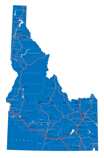アイダホ州の政治地図 - pocatello点のイラスト素材／クリップ�アート素材／マンガ素材／アイコン素材