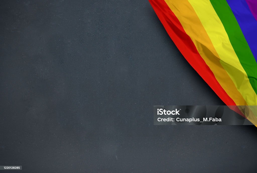 Gay flag on blackboard background Rainbow gay flag on blackboard background LGBTQIA Rights Stock Photo