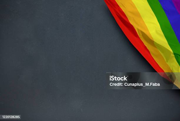 Gay Flag On Blackboard Background Stock Photo - Download Image Now - LGBTQIA Rights, Backgrounds, LGBTQIA Pride Event