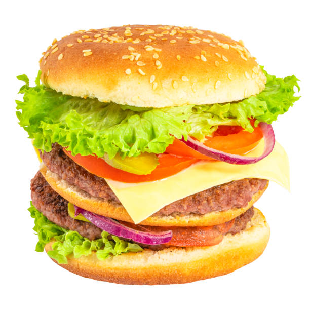 istock fresh tasty burger isolated on white background 1220128845