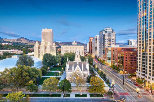 temple square, salt lake city, utah, eua - temple mormonism salt lake city temple square - fotografias e filmes do acervo