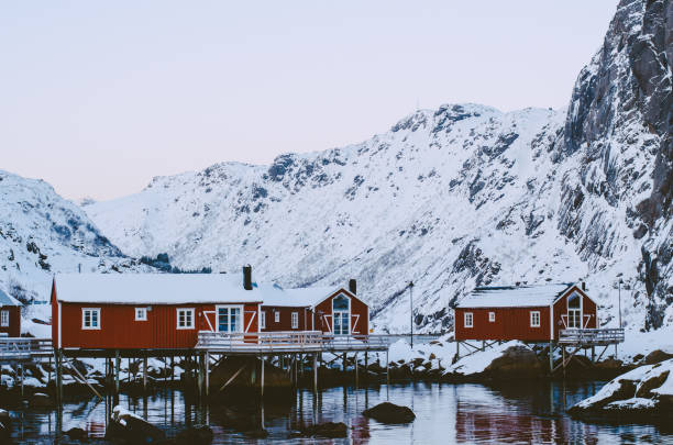 istock Cozy buildings covered by snow in North Norway 1220134837