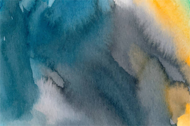 istock Orange, turquoise and gray watercolor vector background. Hand drawn colorful painted texture. 1220137743