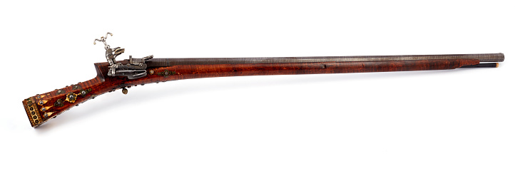 An antique ottoman rifle from 18th century on white background