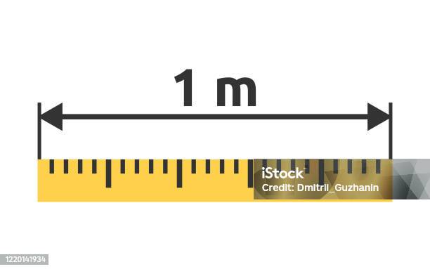 One 1m Math Yellow Ruler 1 M Stock Illustration - Download Image Now - Tape Measure ...