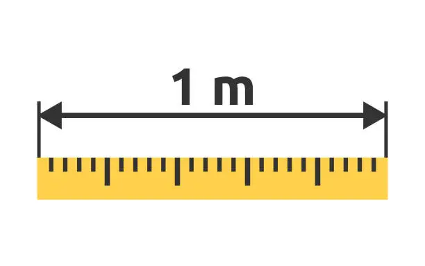 Vector illustration of Yellow ruler, 1 m