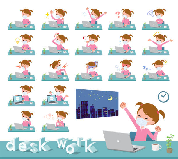 плоский тип маски розовая одежда girl_desk работы - hay fever flash stock illustrations