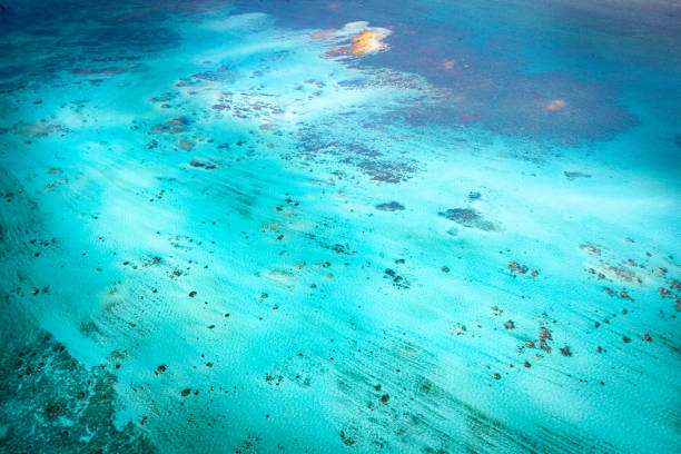Ningaloo Reef,Aerial Shots - Western Australia Image taken from a microlight of the magnificent, turquoise, pristine coral reef of Ningaloo Reef, Western Australia marine reserve photos stock pictures, royalty-free photos & images