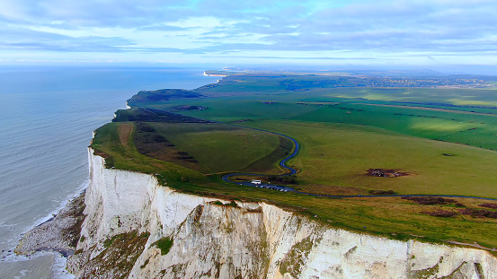 White cliffs at the English coast - aerial view -aerial photography