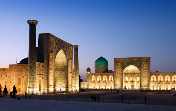 istock Registan Square, central square of  Samarkand at night. Uzbekistan 1220148406