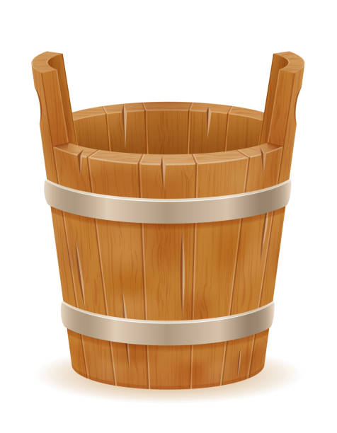 istock wooden bucket with wood texture old retro vintage vector illustration 1220152472