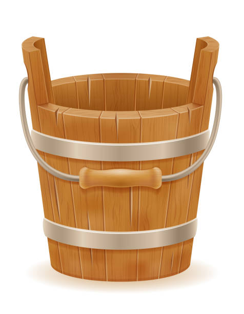 istock wooden bucket with wood texture old retro vintage vector illustration 1220152500